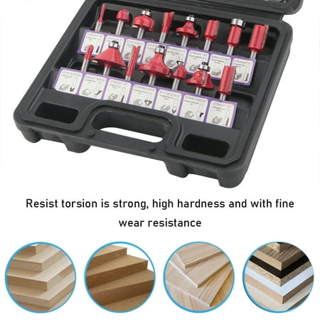 Details about   15pcs 1/4 Inch Shank Carbide Tipped Router Bits Set Wooden Carpentry Palm Tools